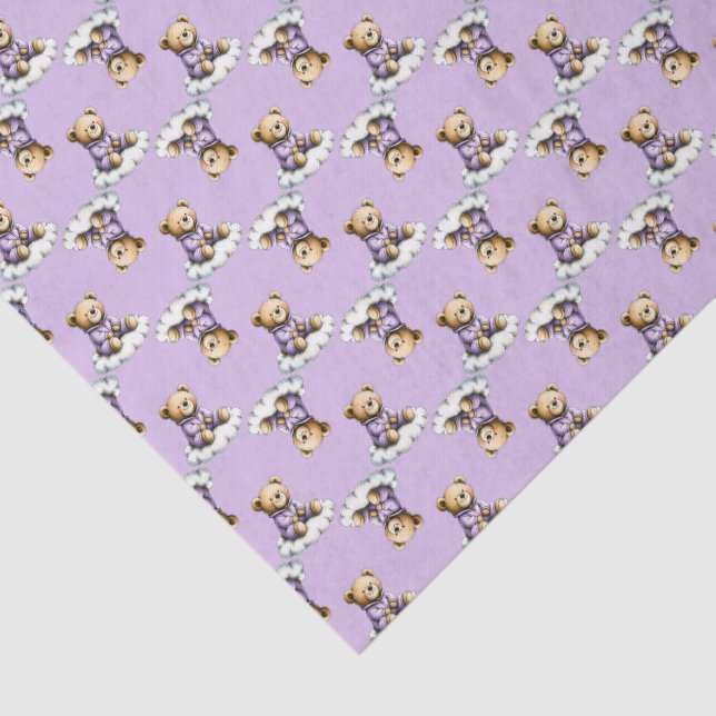 Cute Teddy Bear on a Cloud Purple PJs Tissue Paper (Detail)