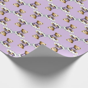 Cute Teddy Bear on a Cloud Purple PJs Wrapping Paper