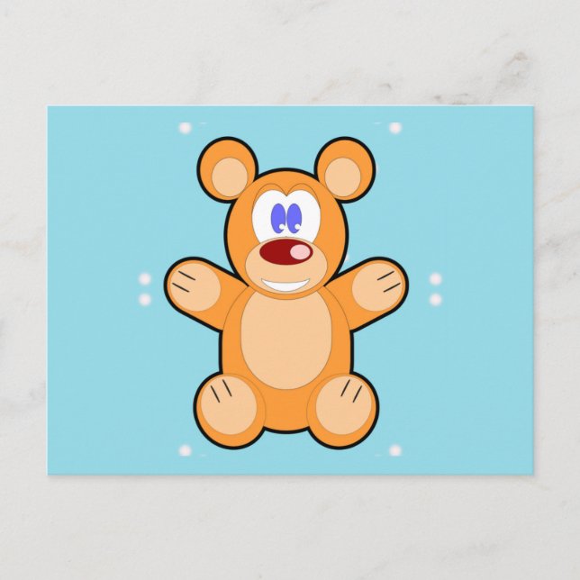 cute teddy bear on blue postcard (Front)