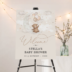 Cute Teddy Bear on Moon With Balloons Baby Welcome Foam Board