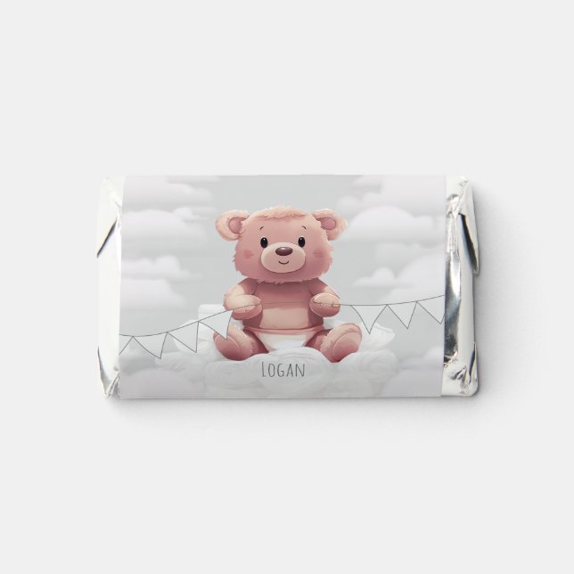 cute teddy bear on pile of diapers 1st birthday hershey's miniatures (Front)