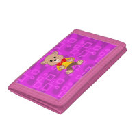 Cute Teddy Bear on Pink Geometric