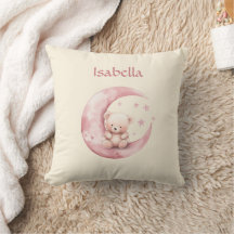 Cute Teddy Bear on Pink Moon