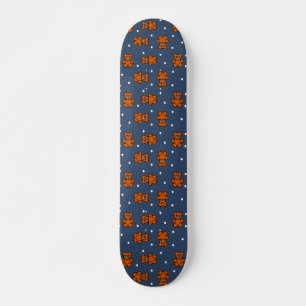 Cute teddy bear on polka dot skateboard