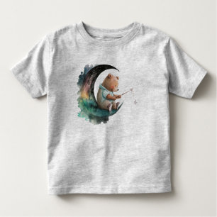 Cute Teddy Bear on the Moon, Plush Cartoon Bear Toddler T-shirt