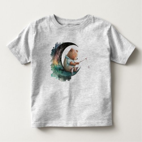 Cute Teddy Bear on the Moon Plush Cartoon Bear Toddler T_shirt
