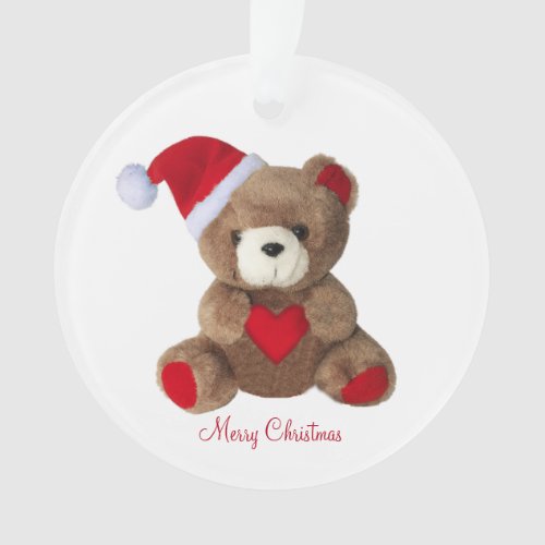 Cute teddy bear on white ornament
