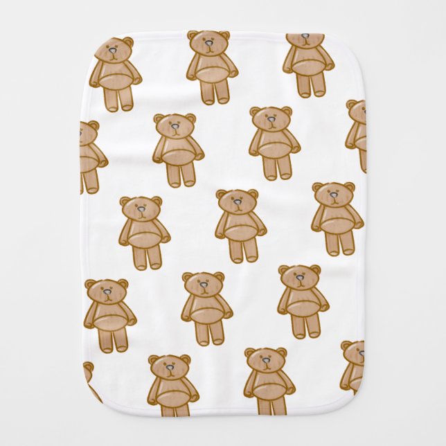 Cute Teddy Bear Pattern Baby Burp Cloth (Front)