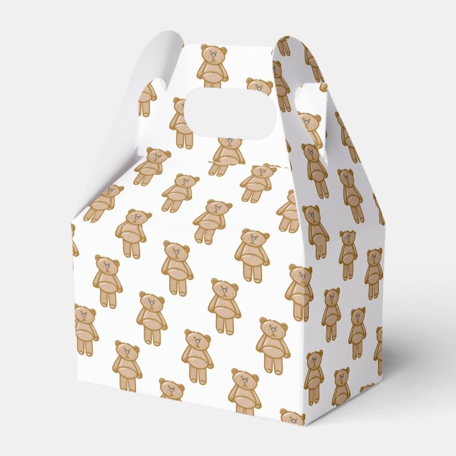 Cute Teddy Bear Pattern Favor Boxes (Front Side)