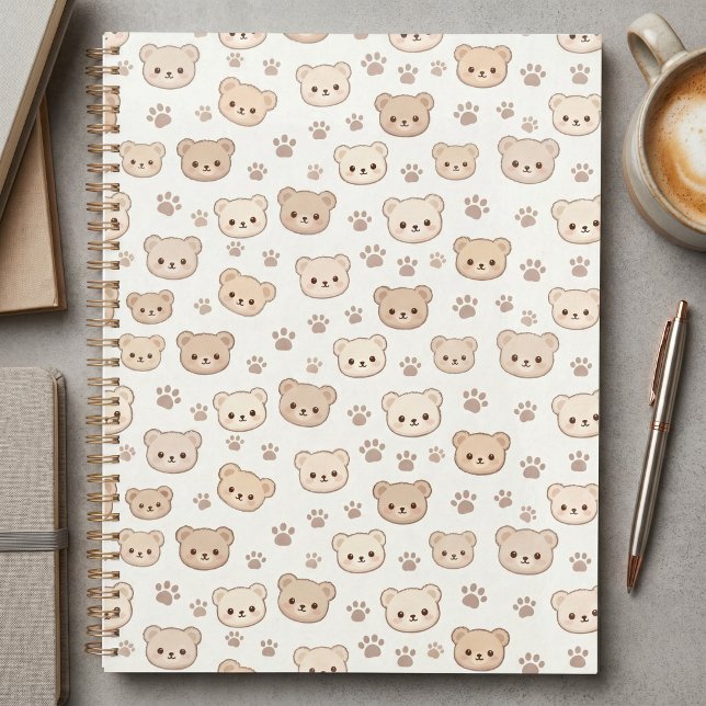 Cute Teddy Bear Pattern Notebook Cover Background (Creator Uploaded)
