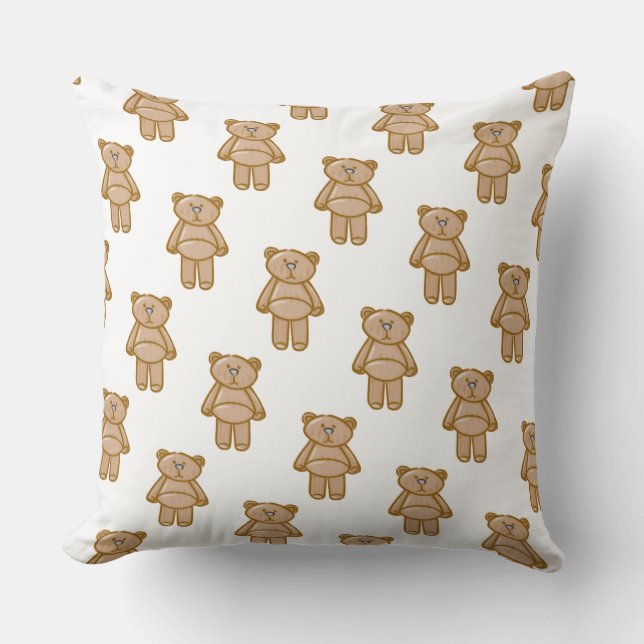 Cute Teddy Bear Pattern Throw Pillow (Front)