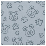 Cute Teddy Bear Paws Boho Boy Baby Kids Blue Fabric
