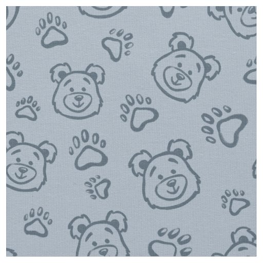 Cute Teddy Bear Paws Boho Boy Baby Kids Blue Fabric