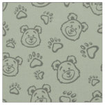 Cute Teddy Bear Paws Boho Boy Baby Kids Sage Green Fabric