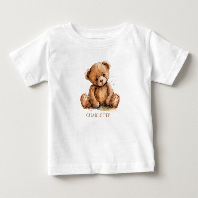 Cute Teddy Bear Personalized Baby T-Shirt (Front)