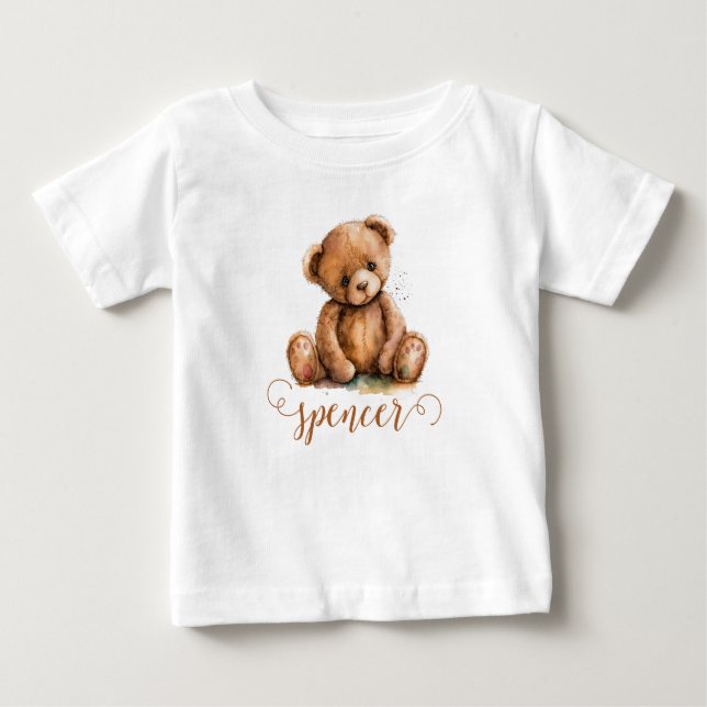 Cute Teddy Bear Personalized Baby T-Shirt (Front)