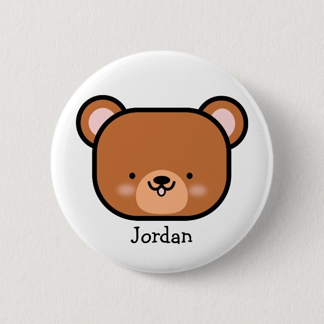 Cute Teddy Bear Personalized  Button (Front)