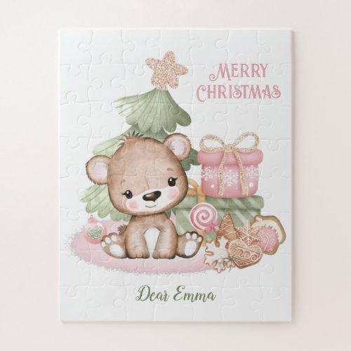 Cute Teddy Bear Personalized Christmas Jigsaw Puzzle