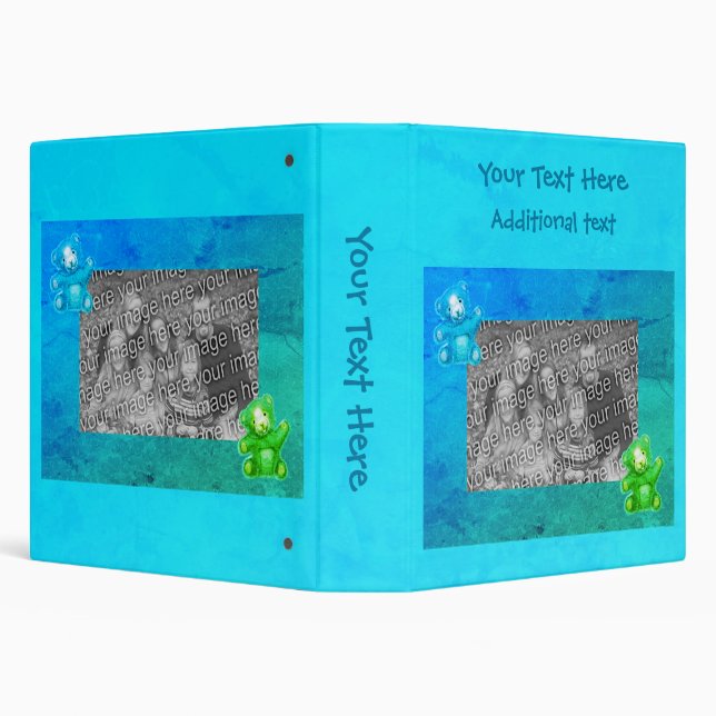 Cute Teddy Bear Personalized Photo  3 Ring Binder (Background)