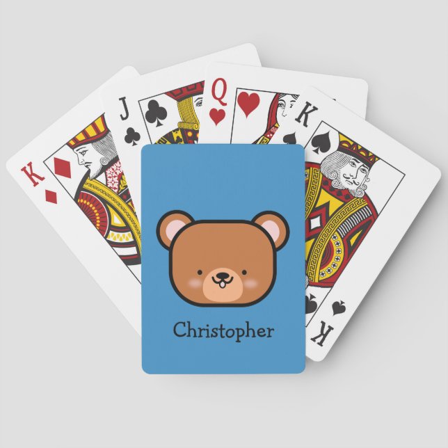 Cute Teddy Bear Personalized Poker Cards (Back)