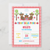 Cute Teddy Bear Picnic 1st Birthday Party Boy Girl Invitation (Front)