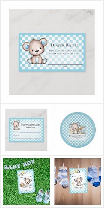 Cute Teddy Bear Picnic Baby Shower Blue