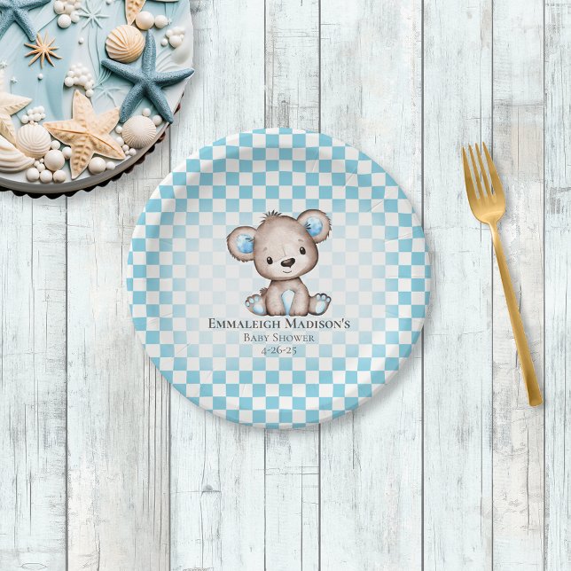 Cute Teddy Bear Picnic Baby Shower Paper Plates (Creator Uploaded)