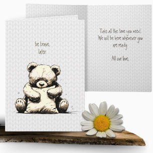 Cute Teddy Bear Pillow Bravery Compassion  Card
