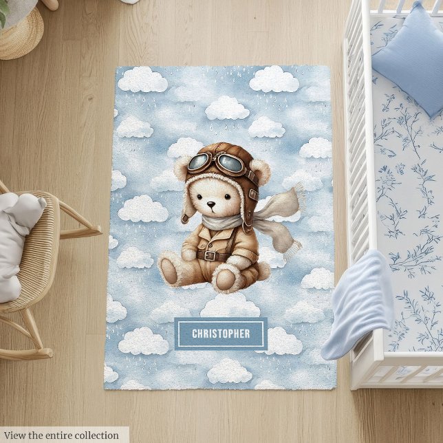 Cute Teddy Bear Pilot Baby Nursery Area Rug Gift (Cute Teddy Bear Pilot Baby Nursery Area Rug Gift)