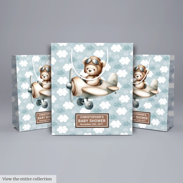 Cute Teddy Bear Pilot Baby Shower Party Favor Bag (Cute Teddy Bear Pilot Baby Shower Party Favor Bag)