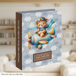 Cute Teddy Bear Pilot Personalized Album for Boys 3 Ring Binder