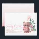 Cute Teddy Bear Pink Bearly Wait Girl Baby Shower Invitation<br><div class="desc">Cute teddy bear,  tropical palm leaves and pink tropical flowers baby shower invitations - We Can Bearly Wait For Baby To Arrive!</div>