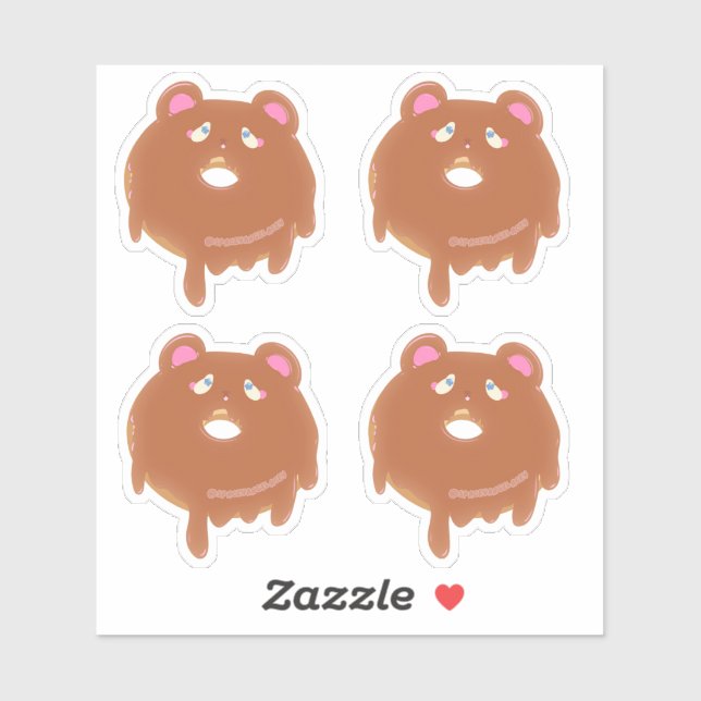 Cute Teddy Bear Pink Donut Custom Sticker  (Sheet)