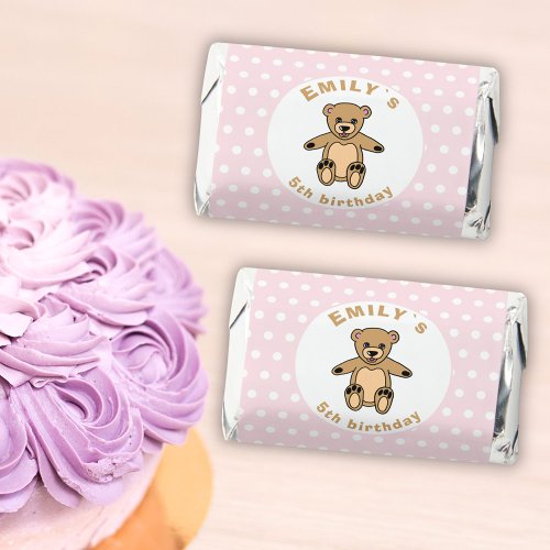 Cute Teddy Bear Pink Polka Dot Birthday Party Hersheys Miniatures