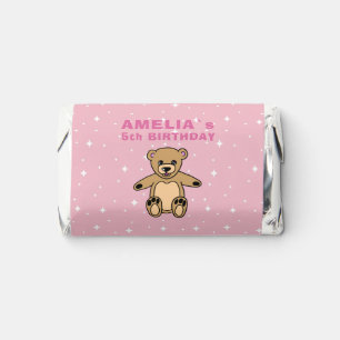 Cute Teddy Bear Pink Star Birthday Party Hershey's Miniatures