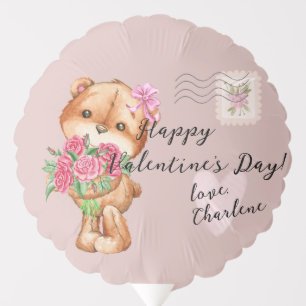 Cute Teddy Bear Postal Letter Valentine's Day Balloon