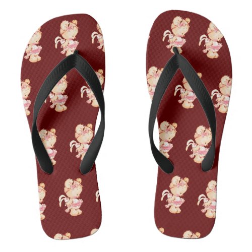 Cute teddy bear printed  flip flops