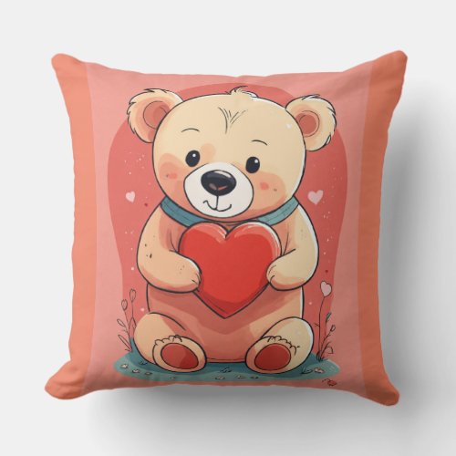  Cute teddy bear printed Throw Pillow