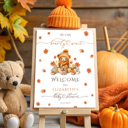 Cute Teddy Bear  Pumpkins Baby Shower Welcome  Foam Board