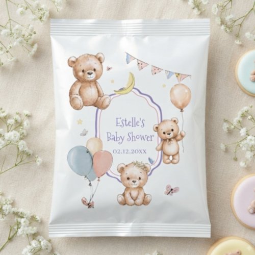 Cute Teddy Bear Purple Watercolor Moon Butterfly  Margarita Drink Mix
