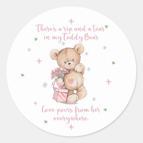 Cute Teddy Bear Quote Classic Round Sticker