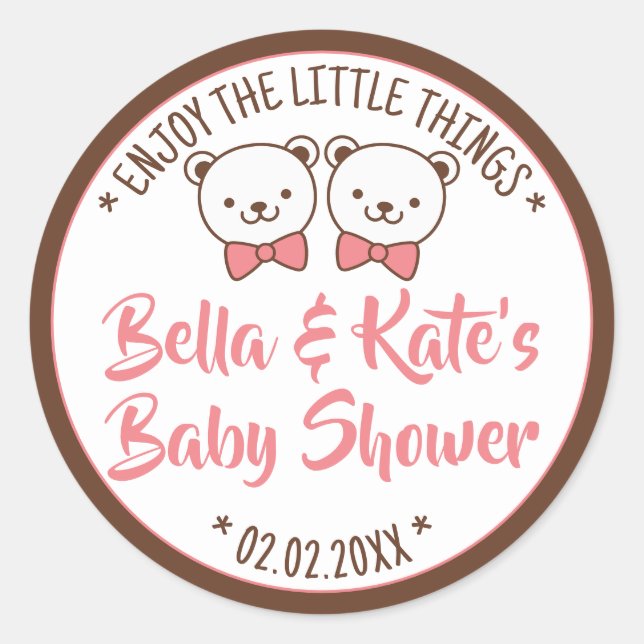 Cute Teddy Bear Rustic Nostalgic Baby Shower Gifts Classic Round Sticker (Front)