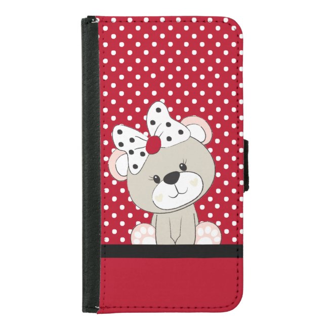 cute teddy bear samsung galaxy wallet case (Front)