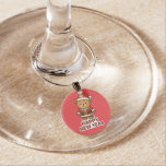 Cute Teddy Bear Santa Happy New Year Sticker Wine Charm