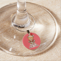 Cute Teddy Bear Santa Happy New Year Sticker