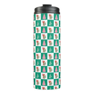 Cute teddy Bear Santa Merry Christmas tree party Thermal Tumbler