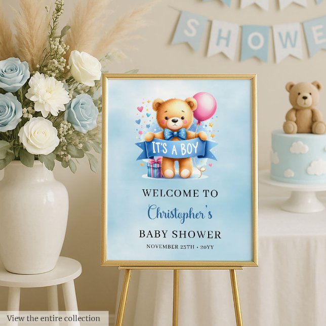 Cute Teddy Bear Shower Poster It’s a Boy Design (Cute Teddy Bear Shower Poster It’s a Boy Design)
