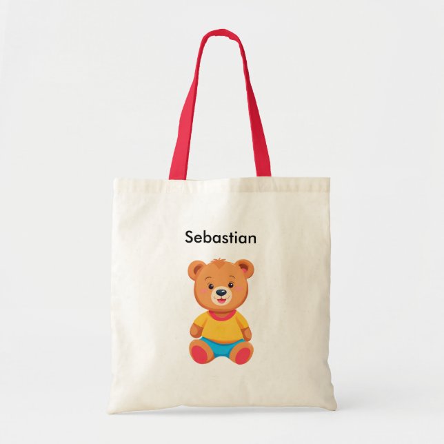 Cute Teddy Bear Simple Colorful Tote Bag (Front)