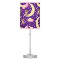 Cute Teddy Bear Sitting on the Moon Pattern Table Lamp