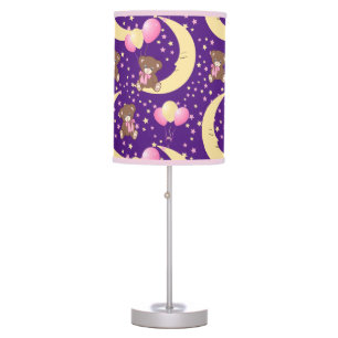 Cute Teddy Bear Sitting on the Moon Pattern Table Lamp